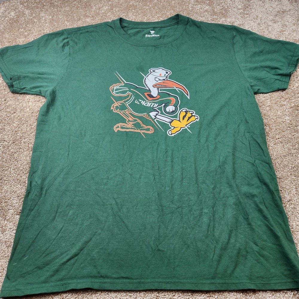 Fanatics Miami Hurricanes Sebastian the Ibis Graphic T-Shirt Mens Large Green